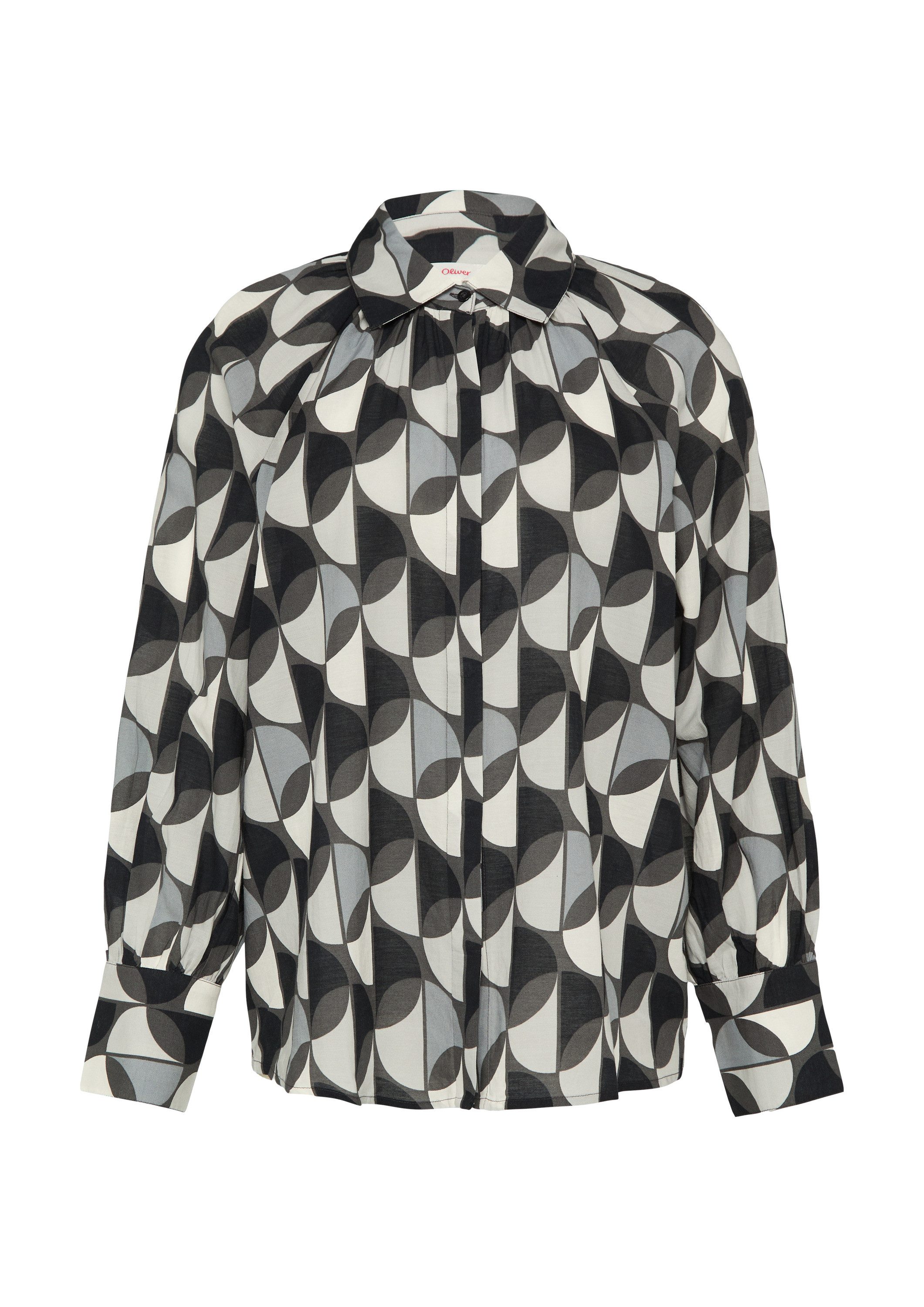 s.Oliver Langarmbluse Bluse Bluse im Relaxed Fit und Raffung am Kragen günstig online kaufen