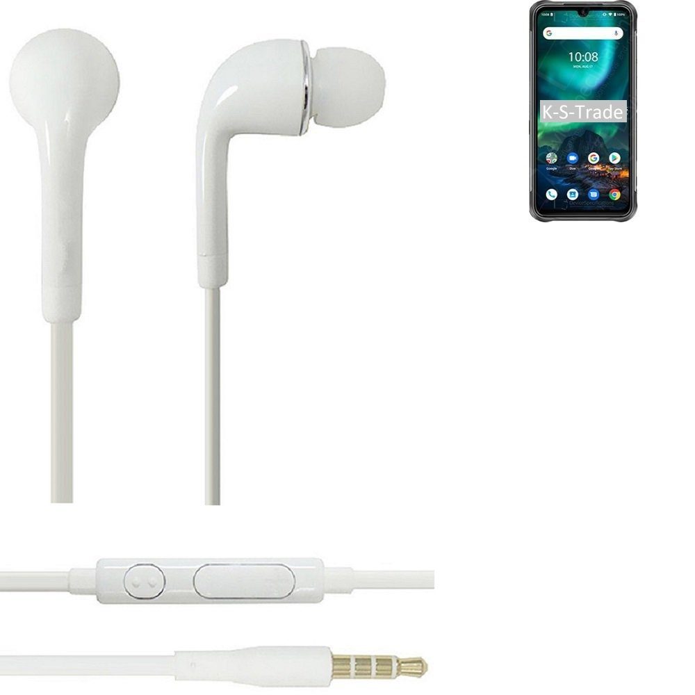 K-S-Trade für UMIDIGI Bison In-Ear-Kopfhörer (Kopfhörer Headset mit Mikrofon u Lautstärkeregler weiß 3,5mm) | In-Ear-Kopfhörer