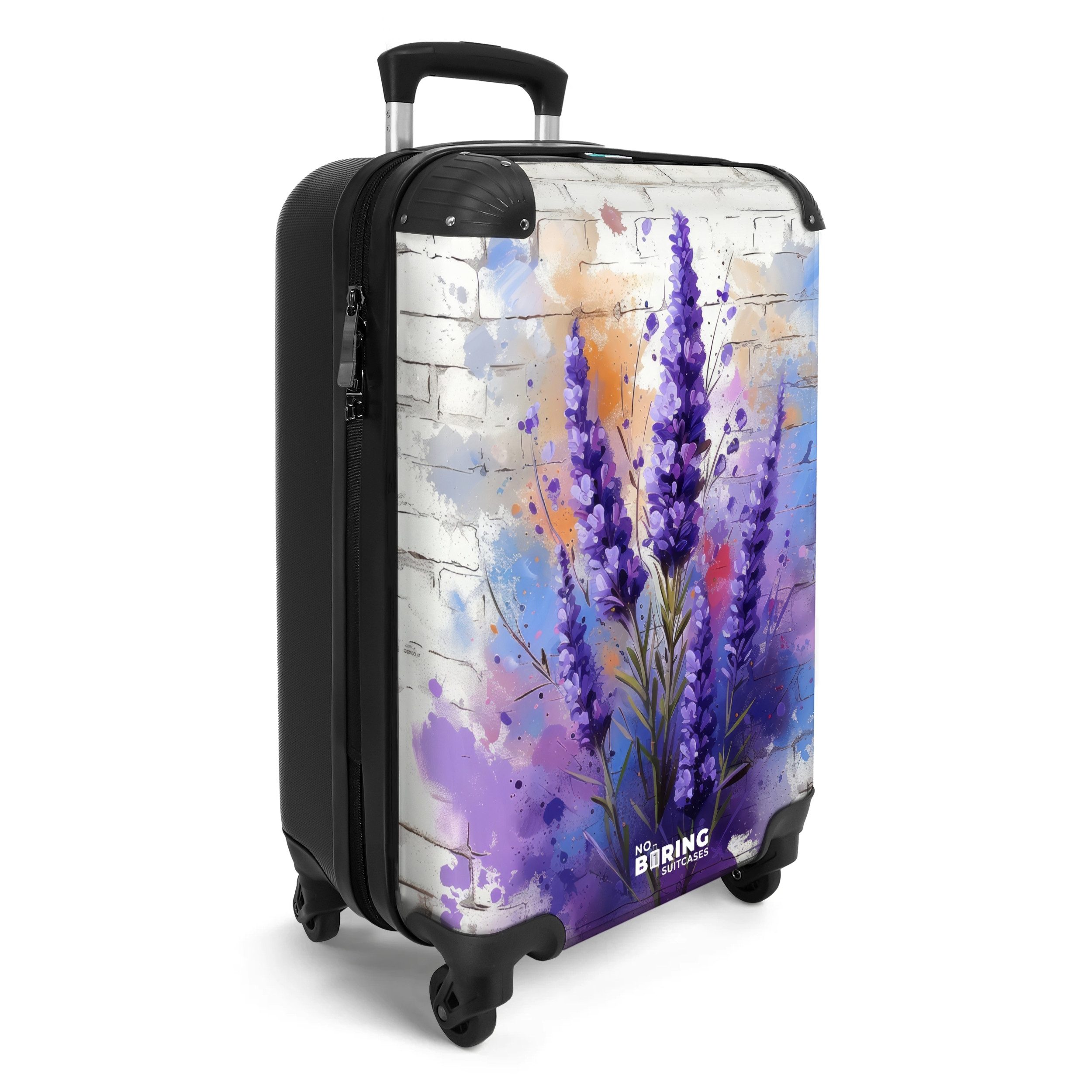 NoBoringSuitcases.com© Hartschalen-Trolley Lila-Lavendel im Graffiti-Stil 5 günstig online kaufen