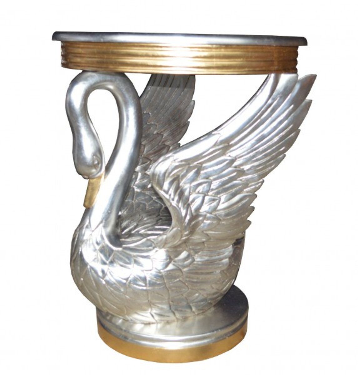 Casa Padrino Beistelltisch Barock Beistelltisch Schwan Silber / Gold - Nachttisch Konsole - Nachtschrank - Tisch - Luxury Collection