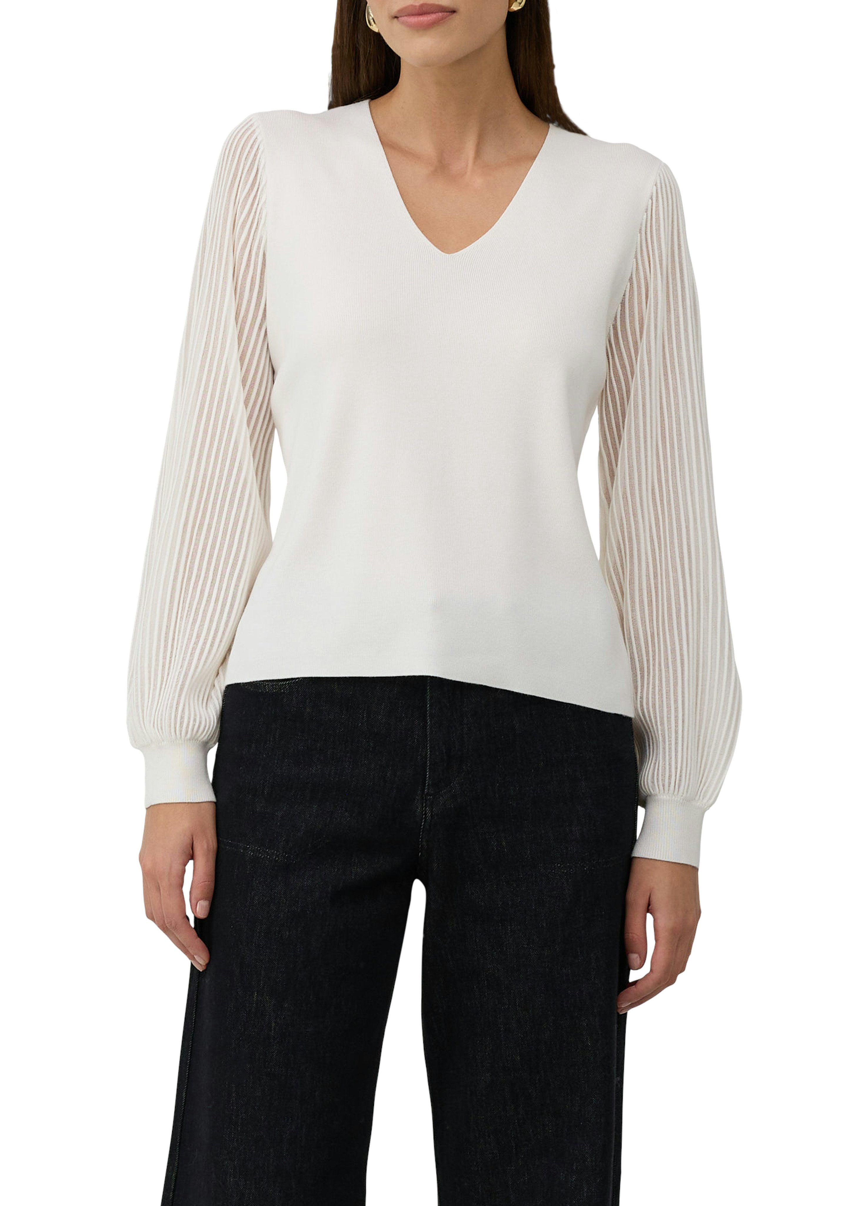 s.Oliver BLACK LABEL Strickpullover mit semitransparenten Ärmeln günstig online kaufen