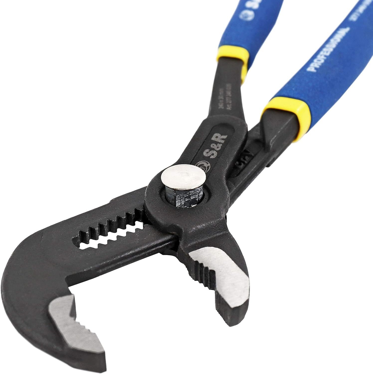 S&R Wasserpumpenzange 300x40mm, CR-V Stahl, phosphatiert, doppelt ummantelte Griffe, 1-tlg., der Schnelleinstellungs-Mechanismus ermöglicht einhändiges Arbeiten