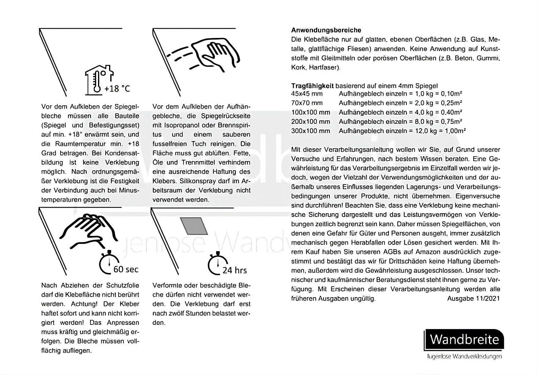 Wandbreite Wandhaken Selbstklebendes Befestigungsset Bilderhalter Spiegelhalter Haftbleche – Bild 5 von 5