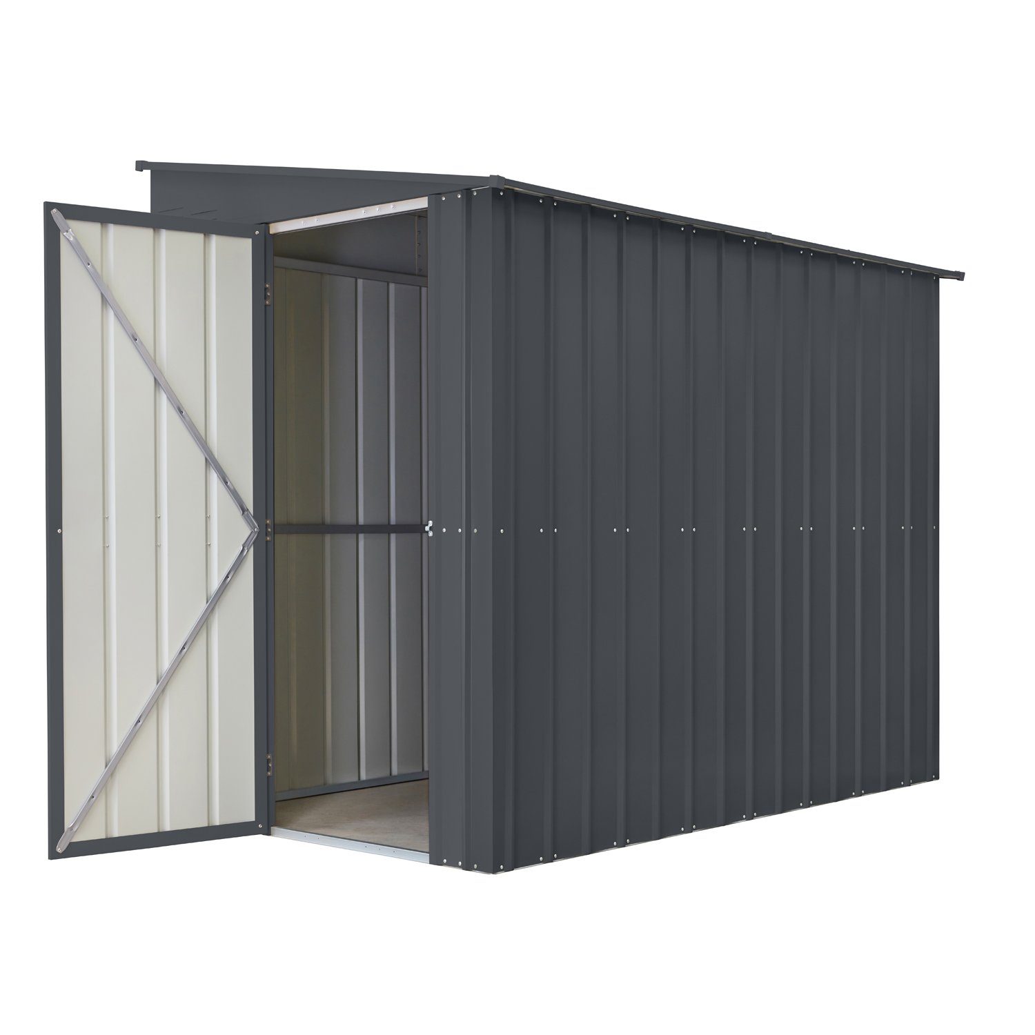 Globel Industries Gerätehaus Metall Anlehn-Gerätehaus, Fahrradgarage "Lean-To 58" (3,75 m), aus feuerverzinktem Stahl, verstärkter Mittelrahmen