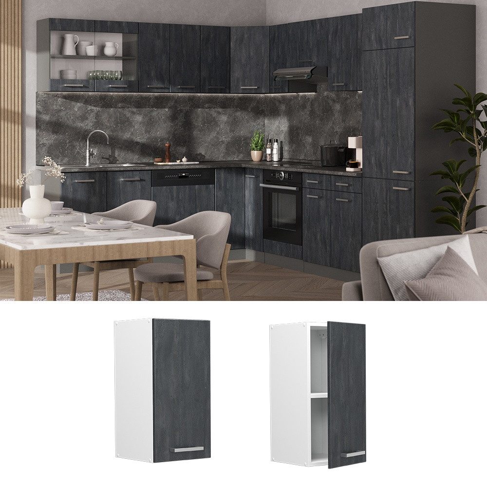 Vicco Hängeschrank R-Line, Schwarz Beton/Weiß, 30 cm (1-St)