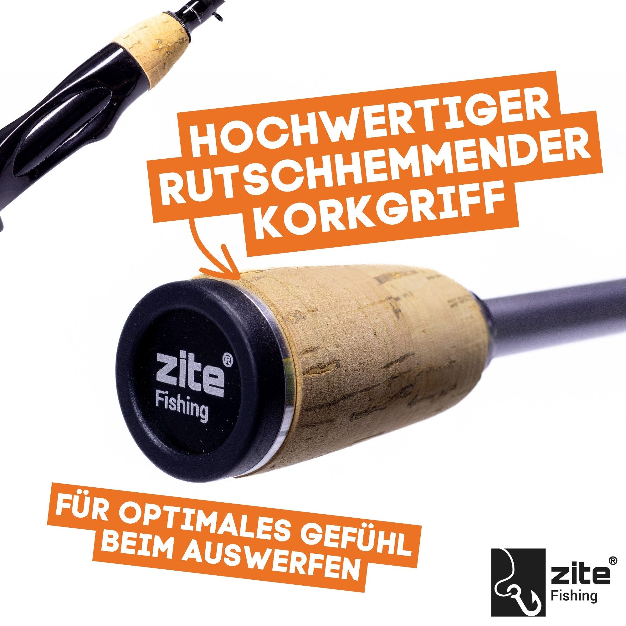 Zite Forellenrute Gummiköder Rute 2 m mit 1000er Trout Reel und 8x geflochtene Schnur, (Starter Set, Forellen Angeln, 3-tlg)