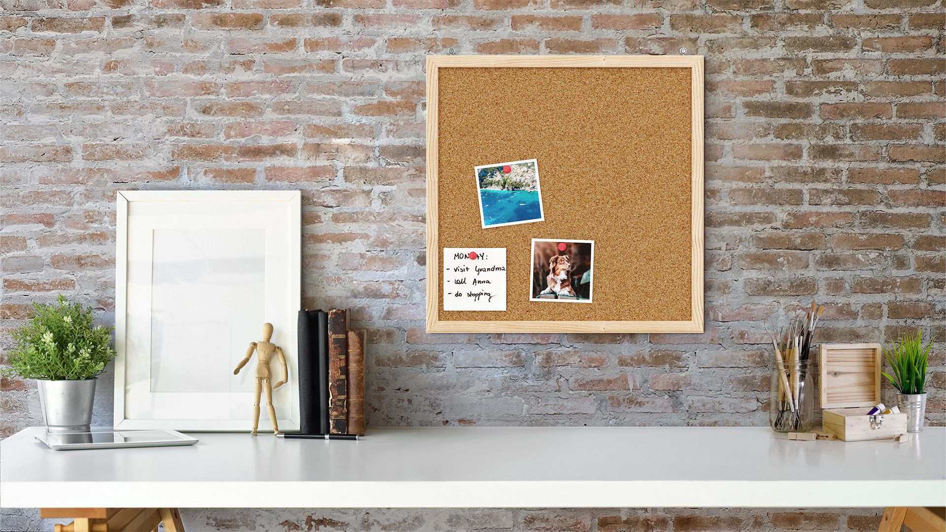 ALLboards Memoboard ALLboards Pinnwand mit Holz Rahmen Korktafel Korkwand