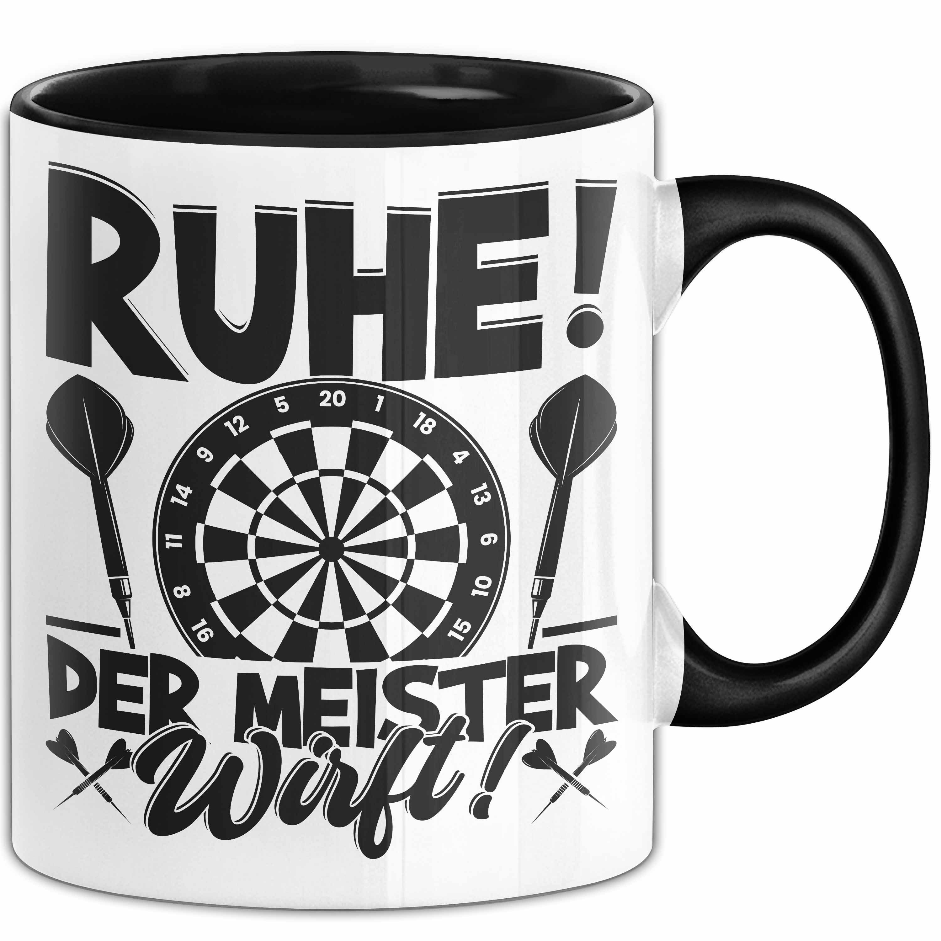 Dart Tasse – Witziger Kaffeebecher Für Dartspieler | 330 Ml, Spülmaschinenfest | Beidseitig Bedruckt | In Weiß & Schwarz