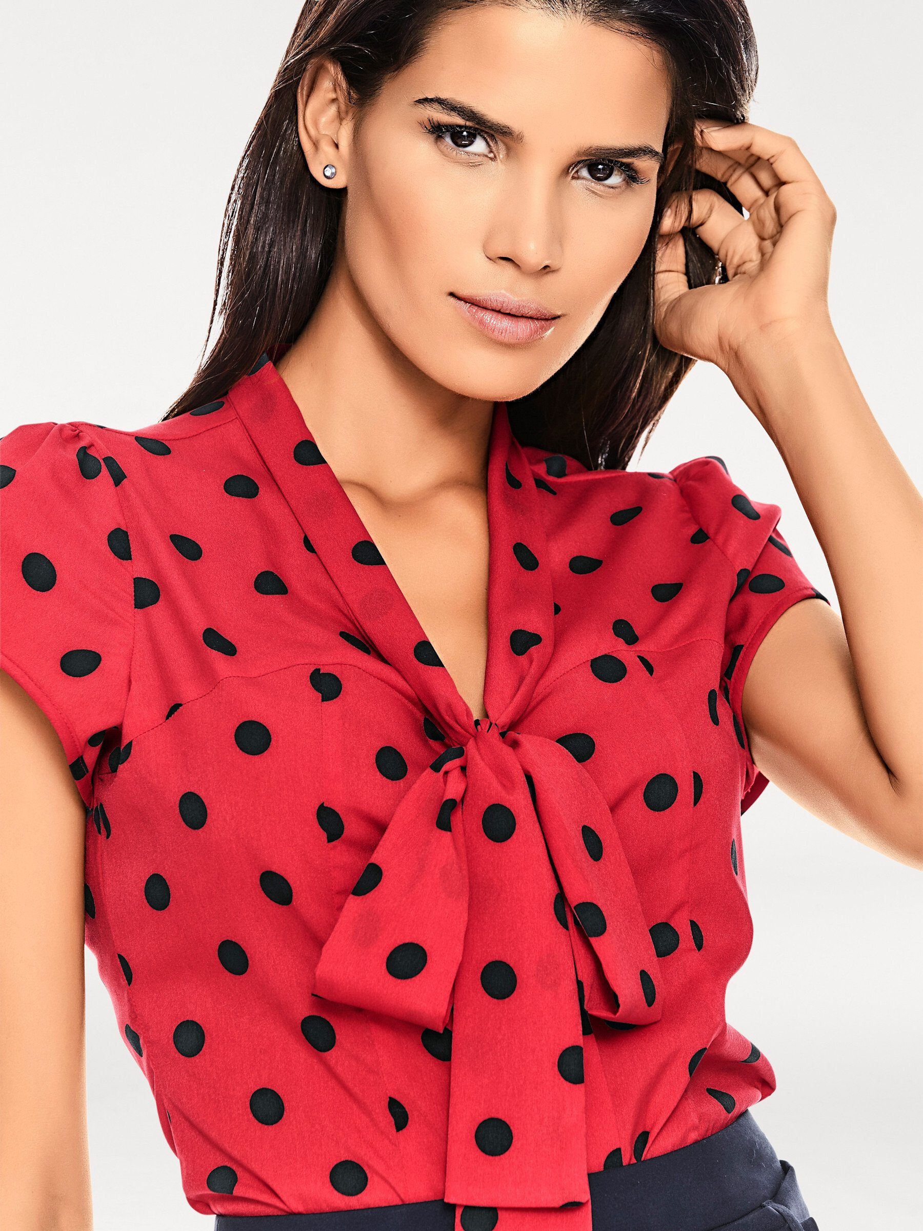 heine Klassische Bluse Tupfenbluse Kurzarm