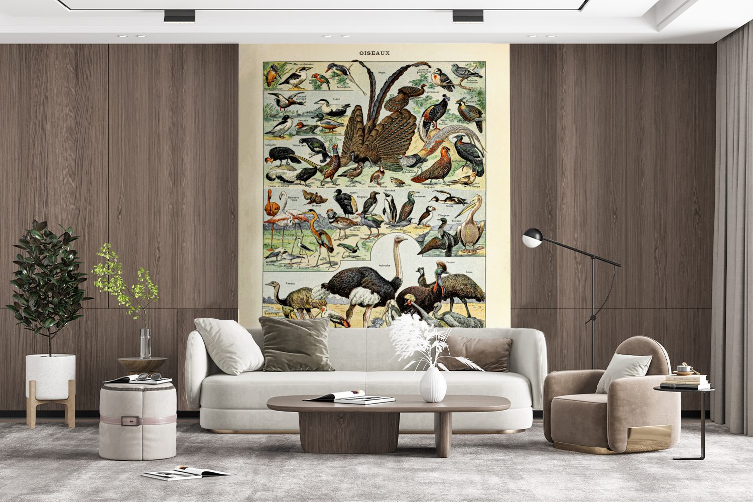 - Tiere bedruckt, Tapete Matt, St), Kunstwerk, MuchoWow Fototapete Vintage Wandtapete Montagefertig Natur Vogel Vinyl für - - Wohnzimmer, (4 -