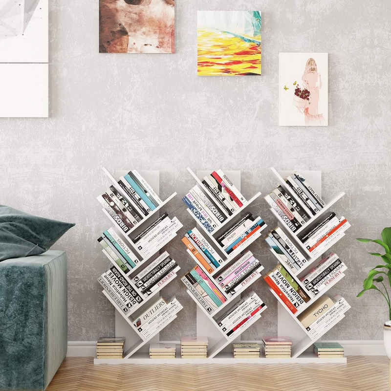 Homfa Bücherregal, Standregal, Raumteiler, Holzregal, CD Ständer DVD Regal, für Wohnzimmer Büro Flur, freistehend, 48 x 23,5 x 116 cm weiß