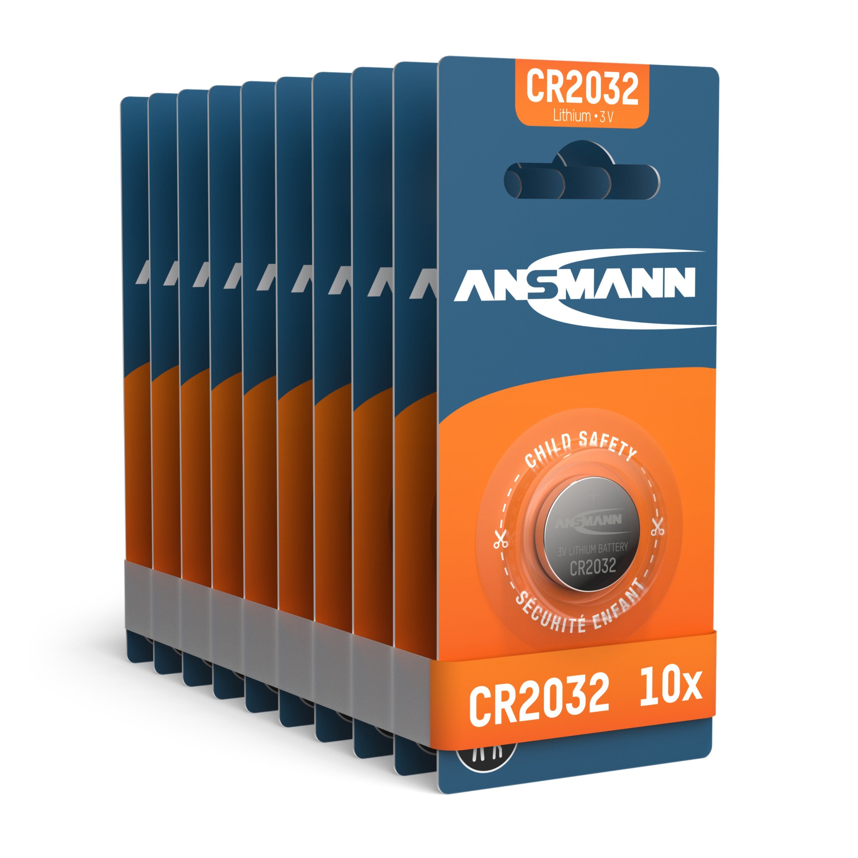 ANSMANN® 10x CR2032 Batterie Lithium Knopfzelle 3V /für TAN-Gerät, Uhren, etc. Knopfzelle