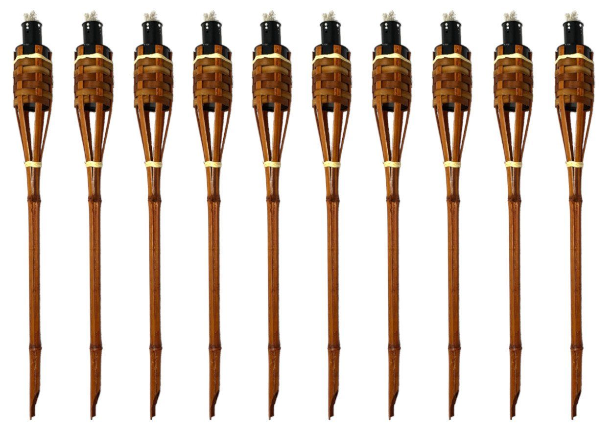Moritz Dekoobjekt 10x Gartenfackel deluxe 90 cm dunkelbraun, Outdoor Fackel für Garten Gartendeko Ölfackel Bambusfackeln
