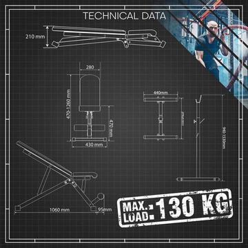 K-SPORT Trainingsbank Trainigsbank mit Hantelständer (2 Stk), 7-stufig einstellbare Hantelständer und Rückenlehne