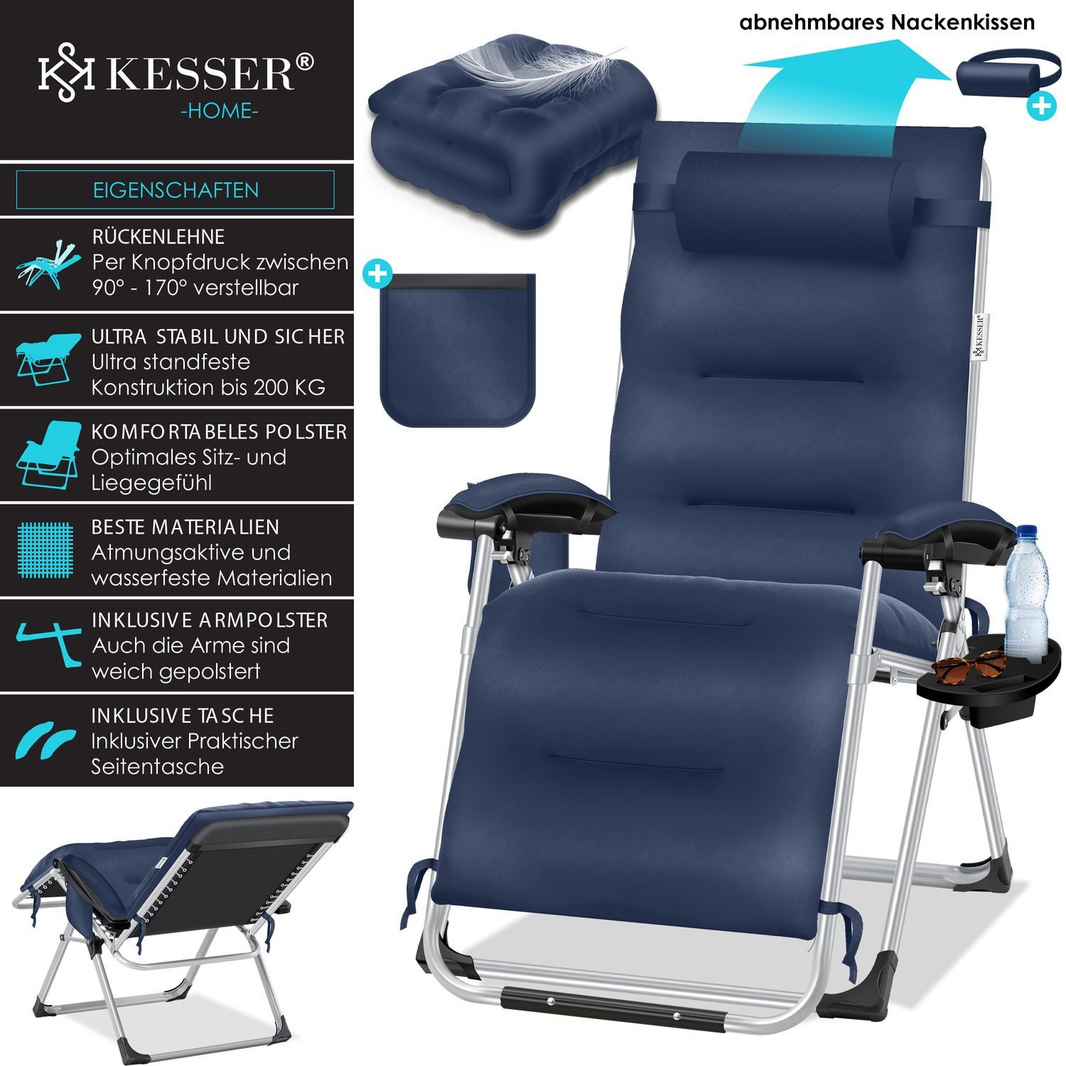 KESSER Gartenliege, Sonnenliege Liegestuhl Klappbar + günstig online kaufen