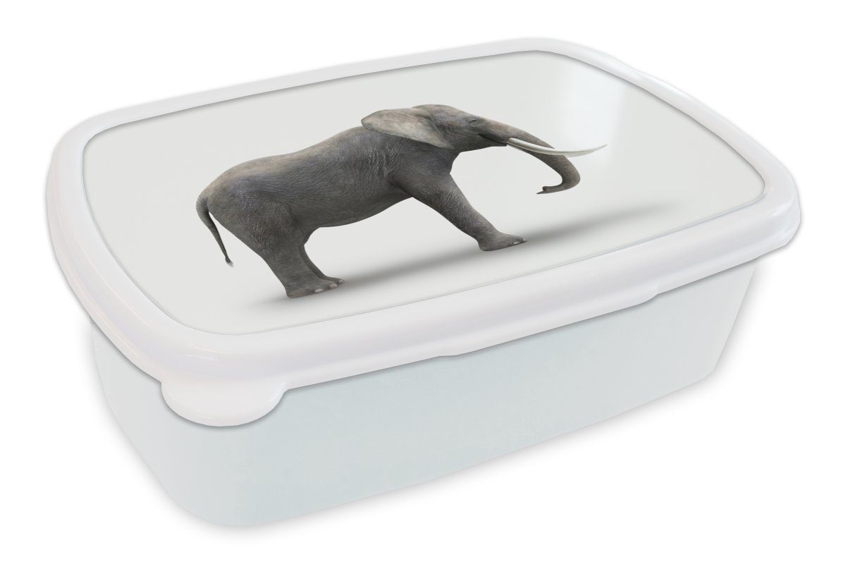 MuchoWow Lunchbox Elefant auf weißem für Jungs Brotdose, Kunststoff, Brotbox (2-tlg), für Kinder Mädchen Erwachsene, und Hintergrund, und