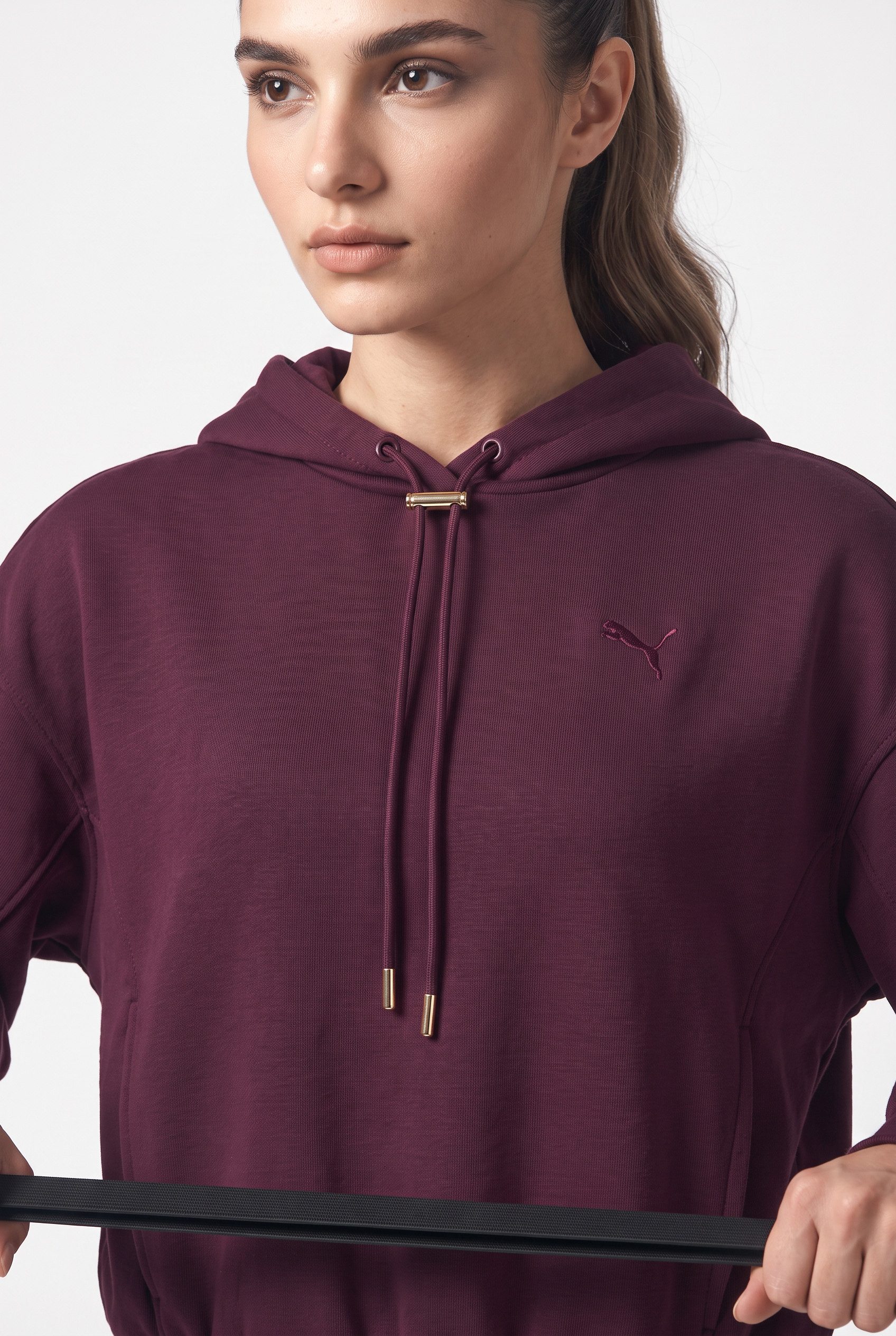 PUMA Kapuzensweatshirt HER RELAXED HOODIE FL mit Kängurutasche, unifarben, Relaxed Fit – Bild 3 von 5