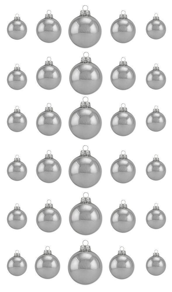 Thüringer Glasdesign Weihnachtsbaumkugel Glaskugeln Christbaumkugel Меню Uni - 30-teilig - Made in Germany (30 St), aus Glas