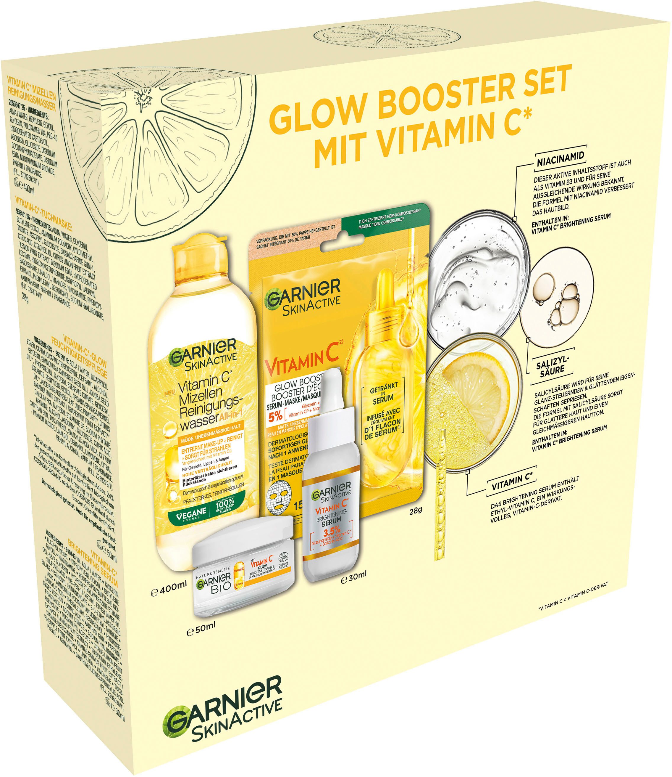 GARNIER Pflege-Set Garnier Geschenkset Vitamin C, umfassende Pflege, feuchtigkeitsspendend, für ebenmäßige Haut