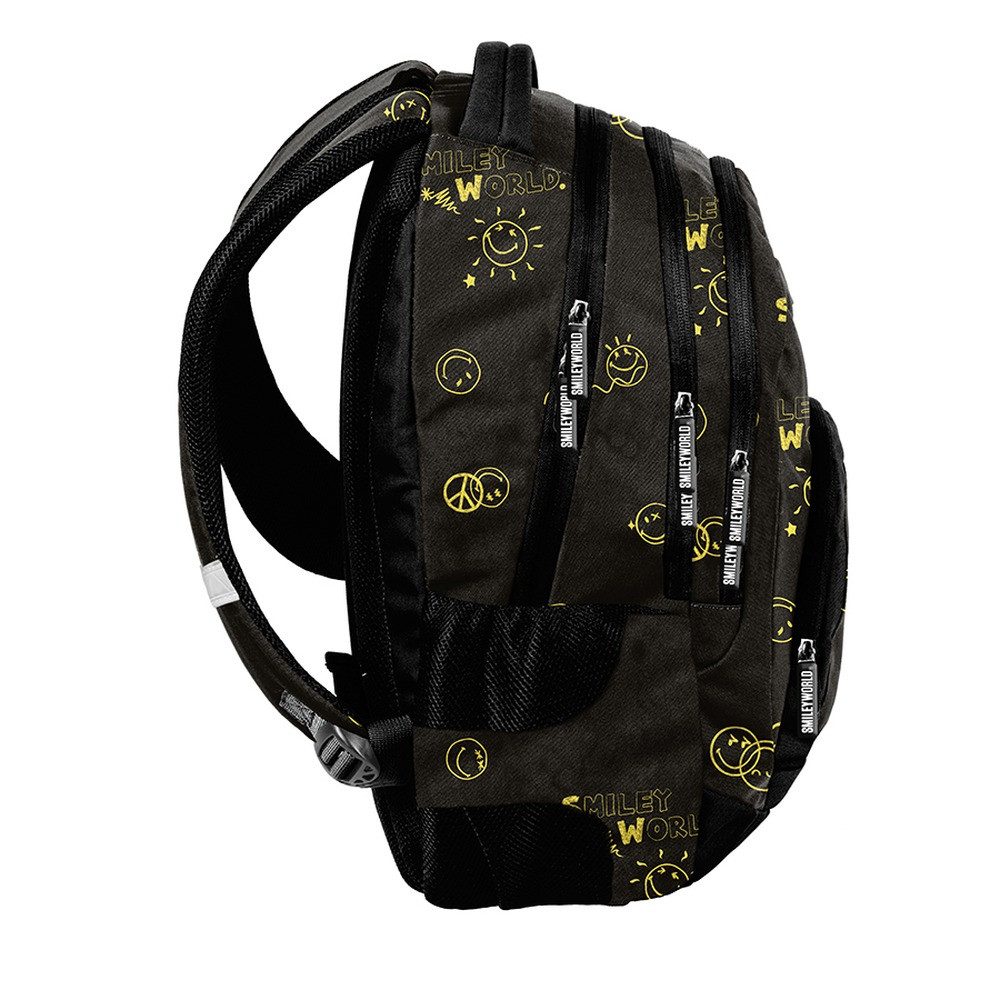 PASO Schulrucksack (Schulset, 3-tlg), Smiley Schulset 3-teilig – Schwarz, Gelb