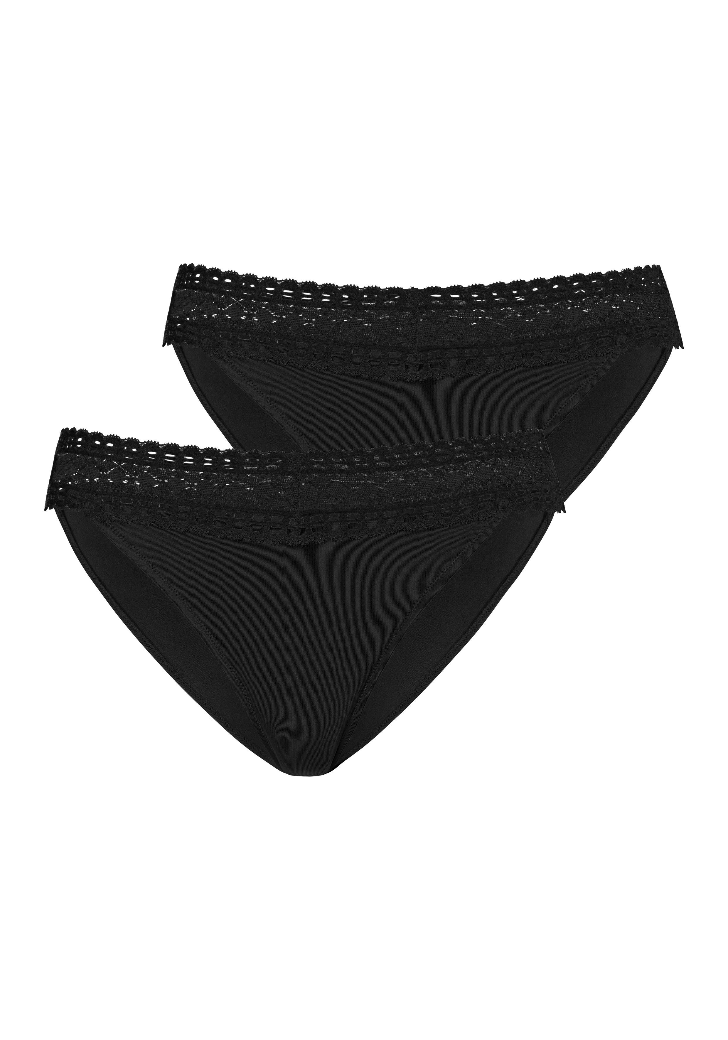 LASCANA Jazz-Pants Slips (Packung, 2-St) mit graphischer Spitze schwarz