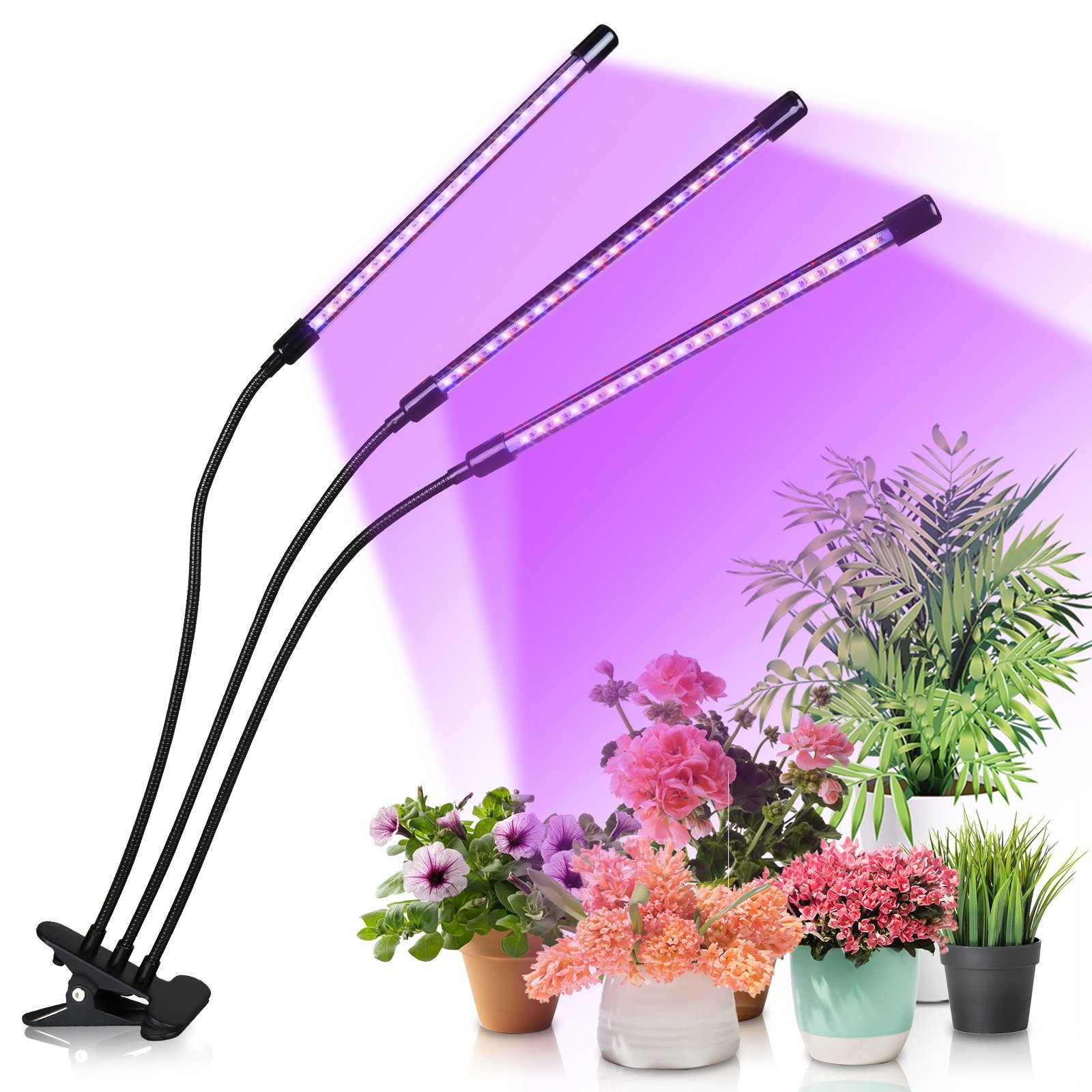 Lospitch Pflanzenlampe 30W/40W LED Pflanzenlicht mit 3 Licht Modus 10 Helligkeitsstufen, mit Zeitschaltuhr für Gartenarbeit Bonsais