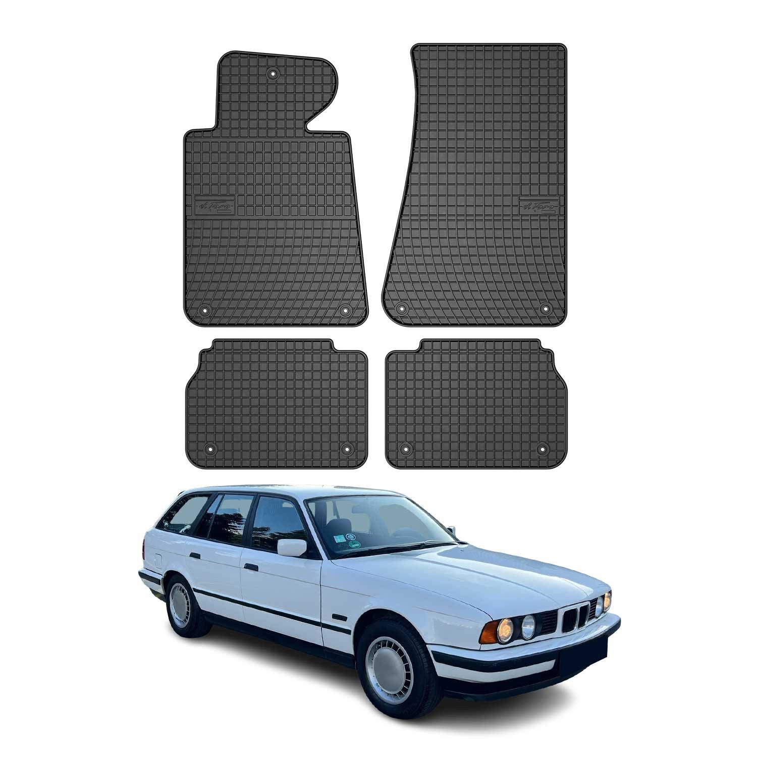 Auto-Fußmatten für BMW 5er E34 Stufenheck Touring 1988-1996 Schwarz 4x