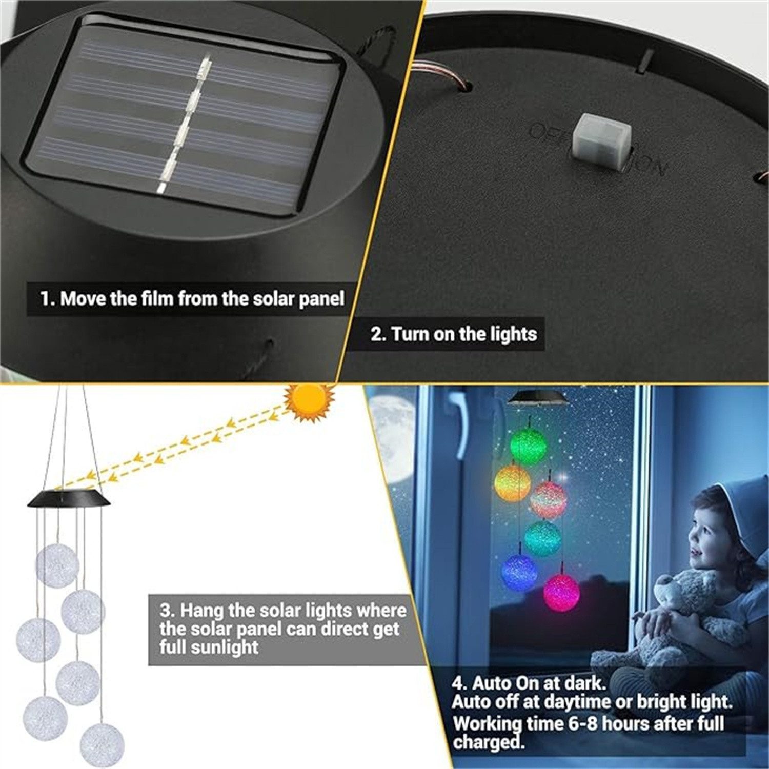 feinlux Windspiel Windspiel für Draußen (set, Solar-Windspiel-Licht für den Garten), LED Solar Farbwechsel Windspiele