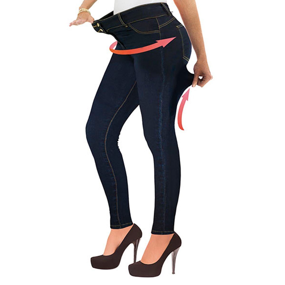 Comfortisse® Stretch-Hose Fantastic Fit Jeggings (1-tlg) Jeans Stretch  Hose, Größe 36-50, Bodyfomer, mit echten Reißverschlüssen und Taschen