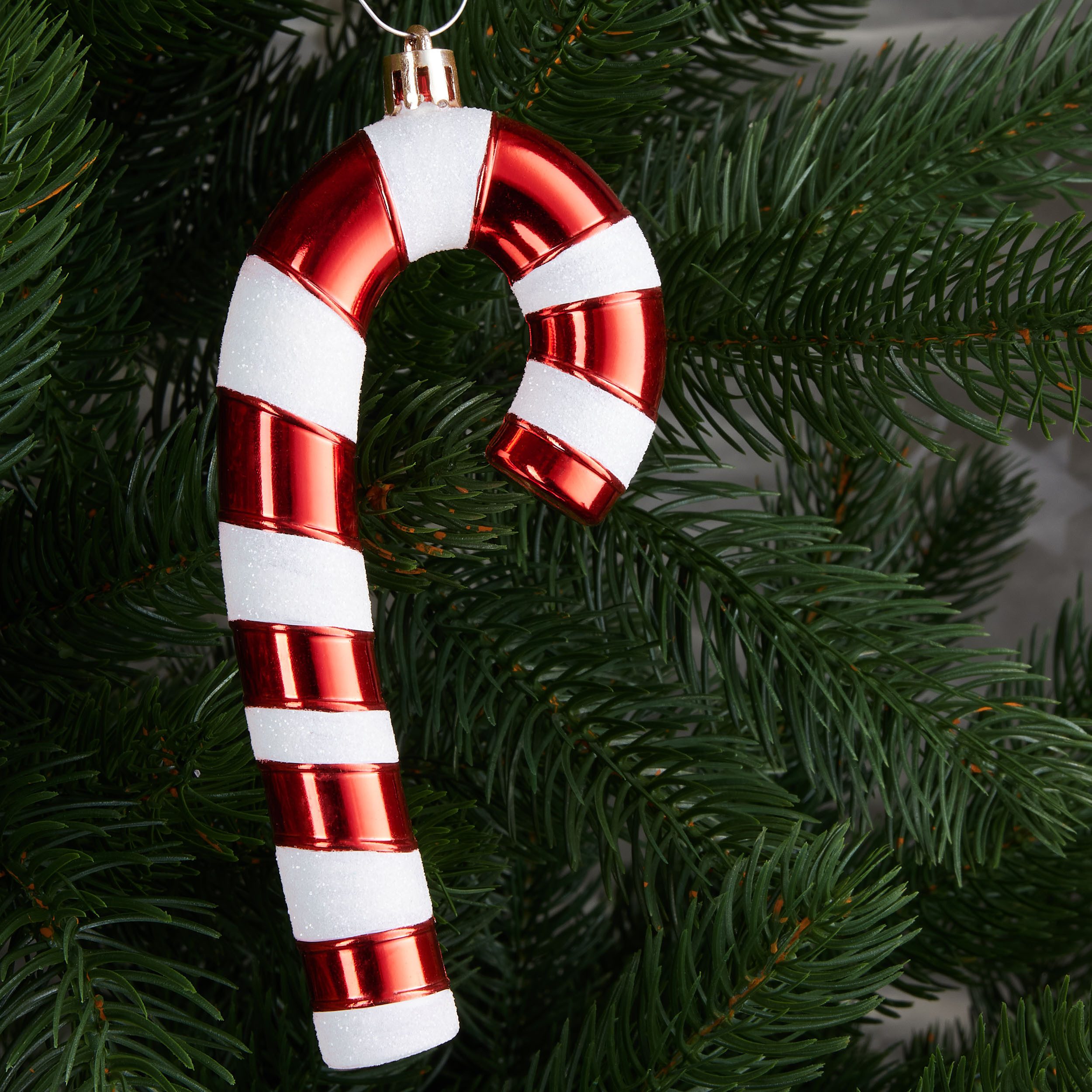 BRUBAKER Christbaumschmuck Baumschmuck Zuckerstangen - 6x Weihnachtsbaumschmuck zum Hängen (6-tlg), 14 cm Glitzer Weihnachtsdeko Anhänger aus bruchsicheren Kuns – Bild 2 von 5