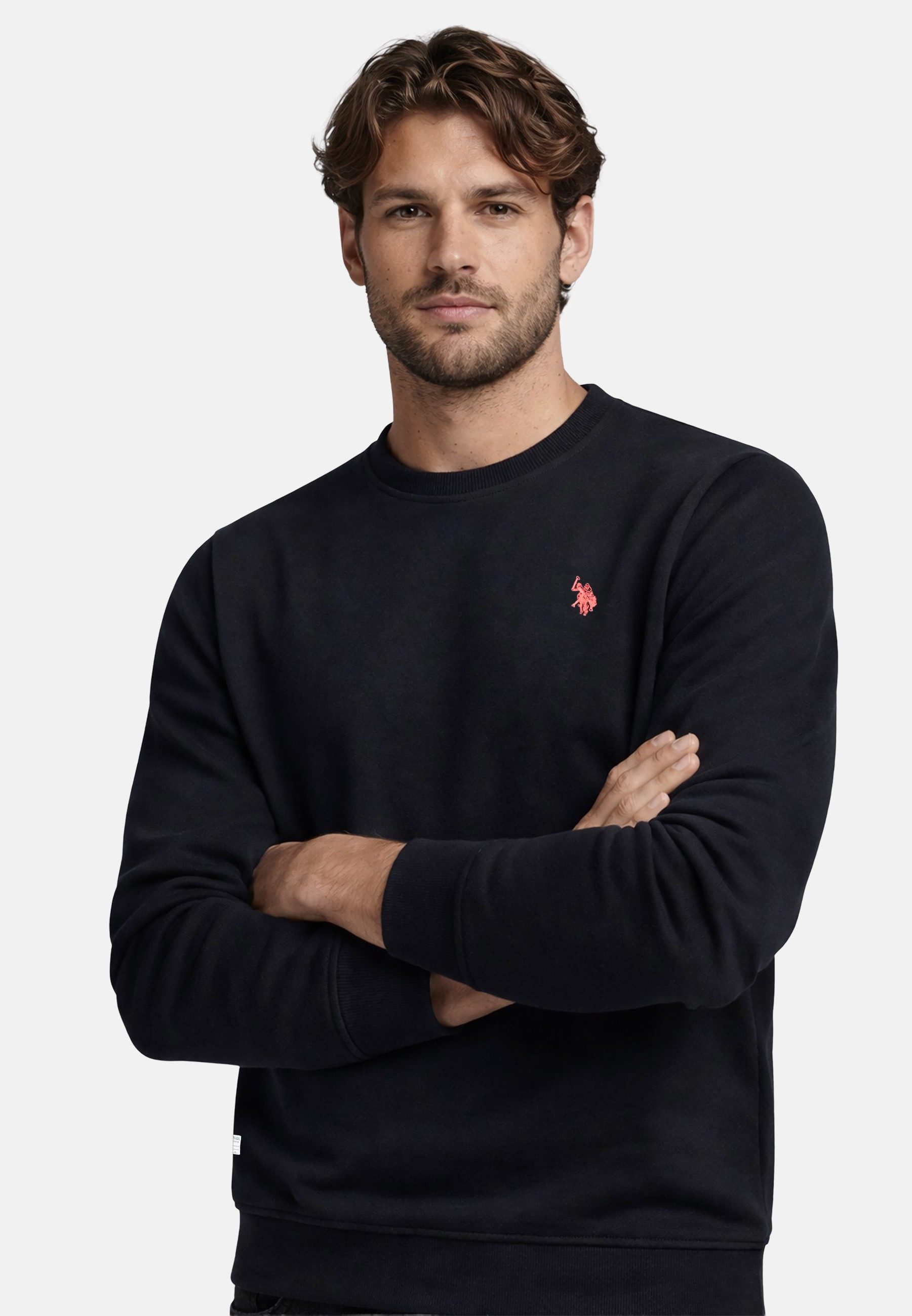 U.S. Polo Assn. Sweatshirt USRexx Herren Pullover mit Rundhalsausschnitt aus Baumwolle Klassisches Sweatshirt mit Rippbündchen und Logostickerei