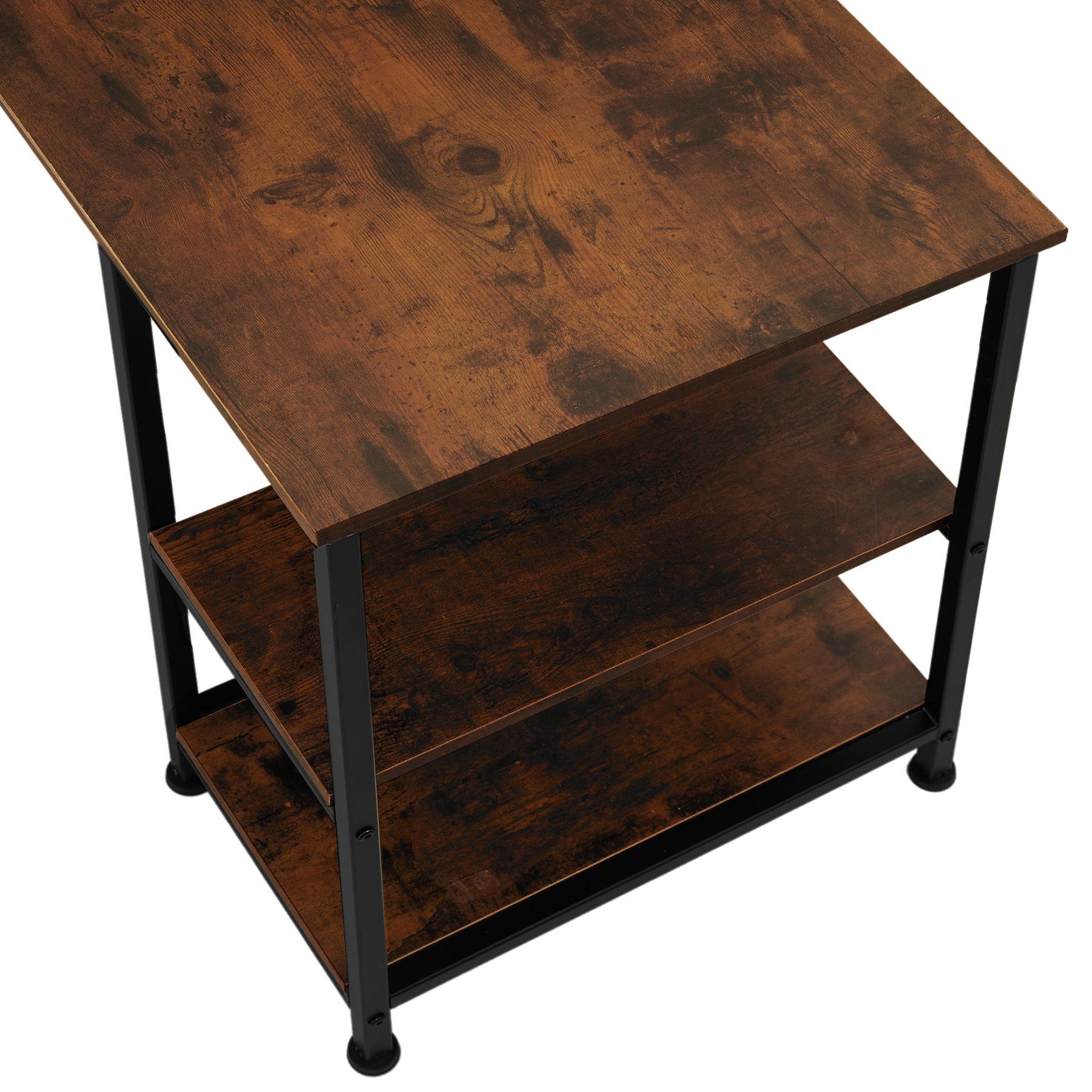 rustikal Holz Industrial (1-St., tlg) Schreibtisch dunkel, tectake Hamilton 1