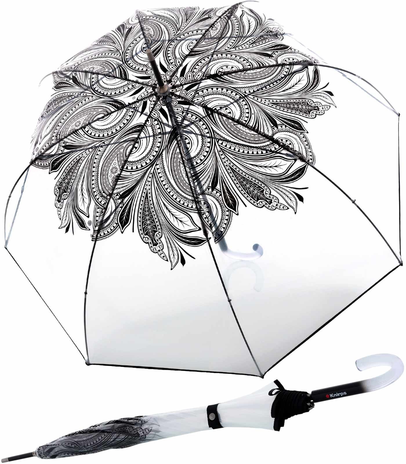 und geschützt Knirps® mit Glockenschirm den immer Durchblick transparenter Aufdruck, gut Langregenschirm