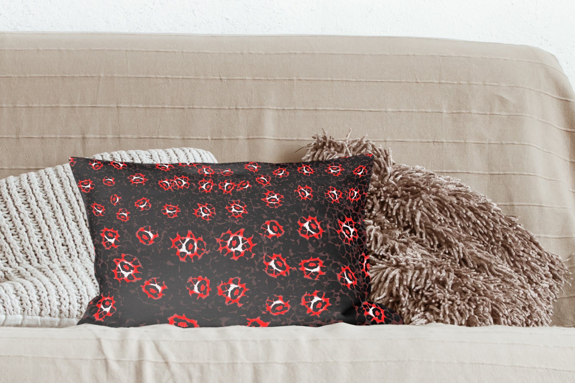 Dekokissen Dekokissen Zierkissen, MuchoWow Leopard - Schlafzimmer Rot, mit Design Füllung, - Dekoration, Wohzimmer