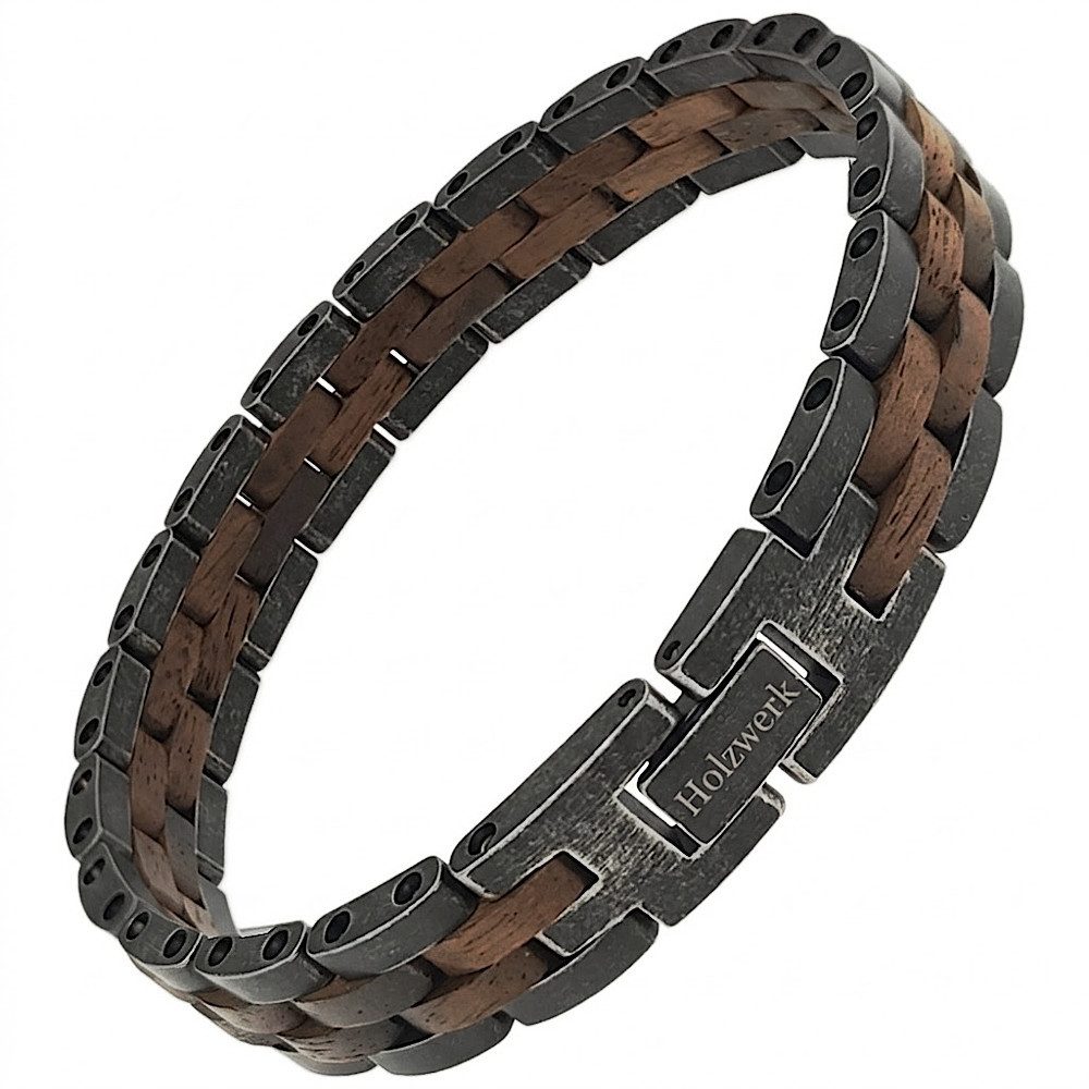 Holzwerk Edelstahlarmband Designer Holz Armband, Armkette Gliederarmband, inklusive Armbandkürzer, Holz Unikate, ideal auch als Geschenk
