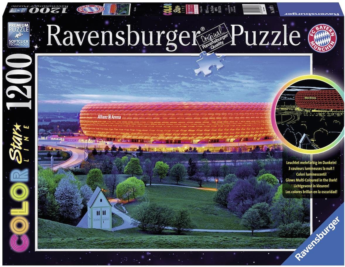 Ravensburger Puzzle Color Star Line, Allianz Arena, 1200 Puzzleteile,  leuchtet im Dunkeln, Made in Germany, FSC® - schützt Wald - weltweit