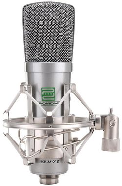 Pronomic Mikrofon USB-M 910 Podcast USB-Studiomikrofon Plug & Play (Popschutz Set, 4-tlg), Inkl. Mikrofonspinne, Etui und 1,7 m USB-Kabel