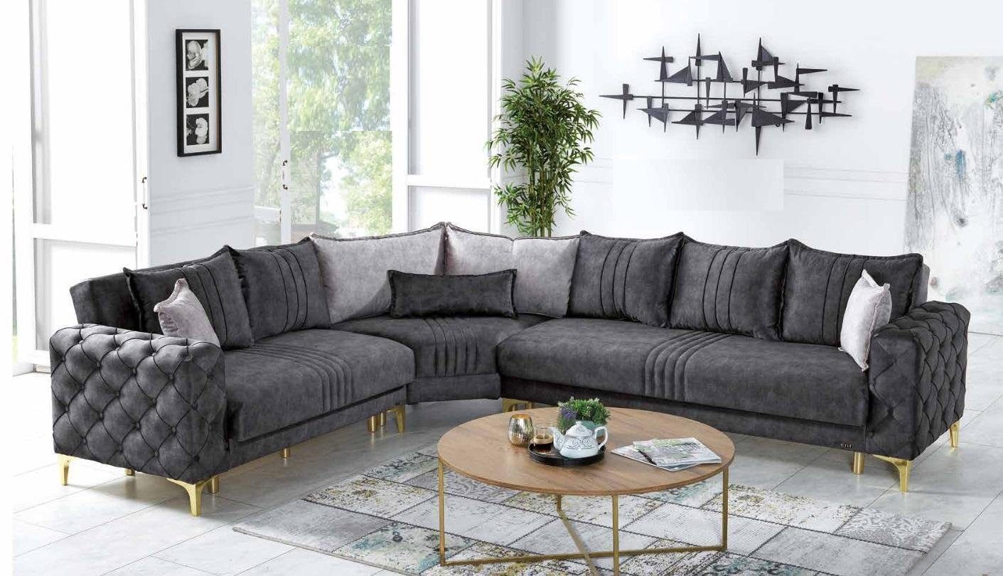 Modern Chesterfield Ecksofa Europa Teile, Wohnzimmer Grau Sofa, in Ecksofa Neu JVmoebel 1 Luxus L-Form Made