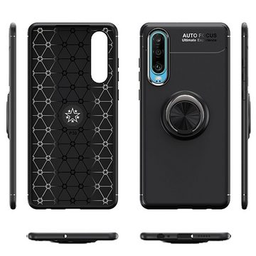 Nalia Smartphone-Hülle Huawei P30, Matte Silikon Hülle mit Ring / Drehbarer Fingerhalter / Standfunktion