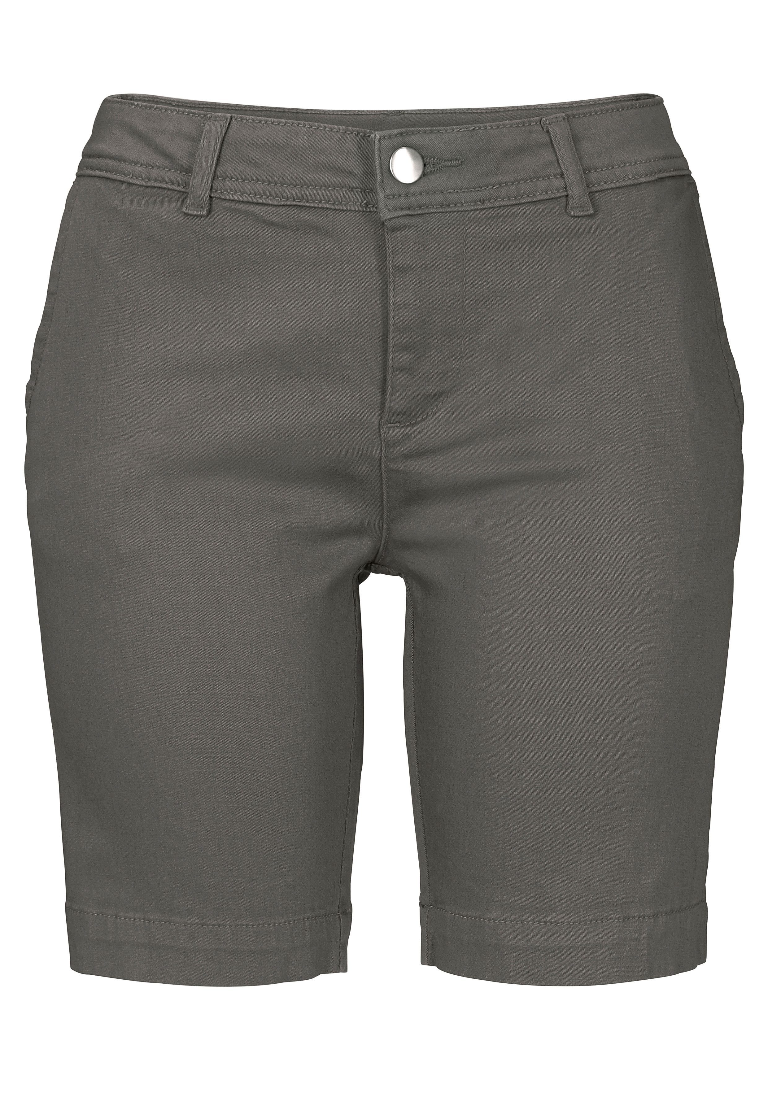 LASCANA Bermudas khaki kurze elastischer Baumwolle, Shorts aus zum Hose, Krempeln