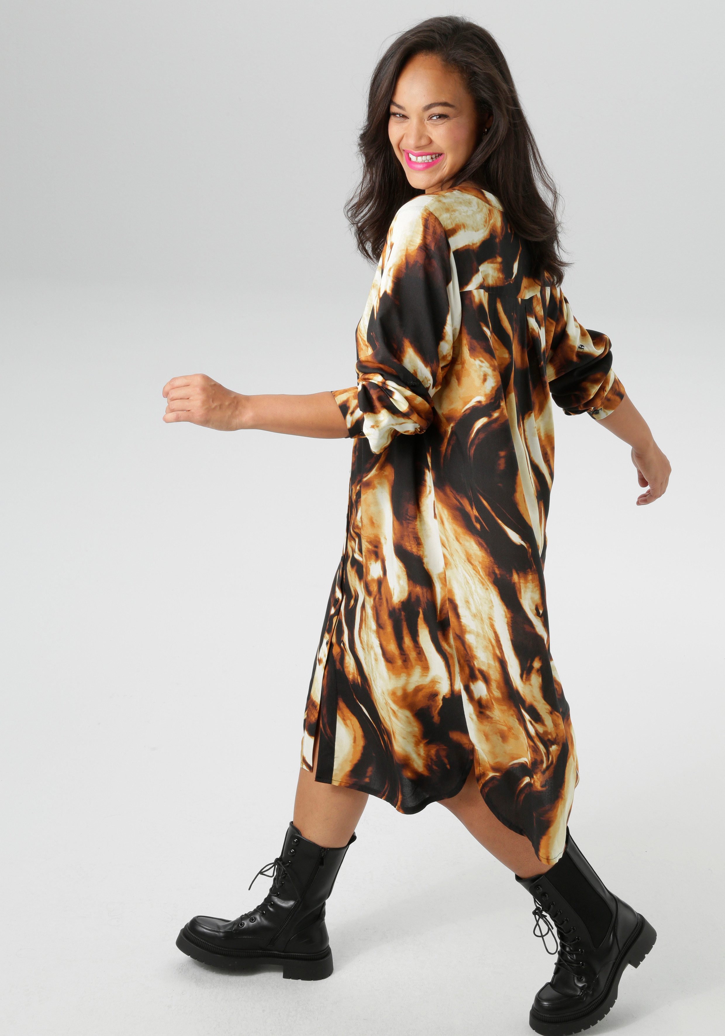 Aniston PLUS Blusenkleid in farbenfroher, großflächiger Druck günstig online kaufen