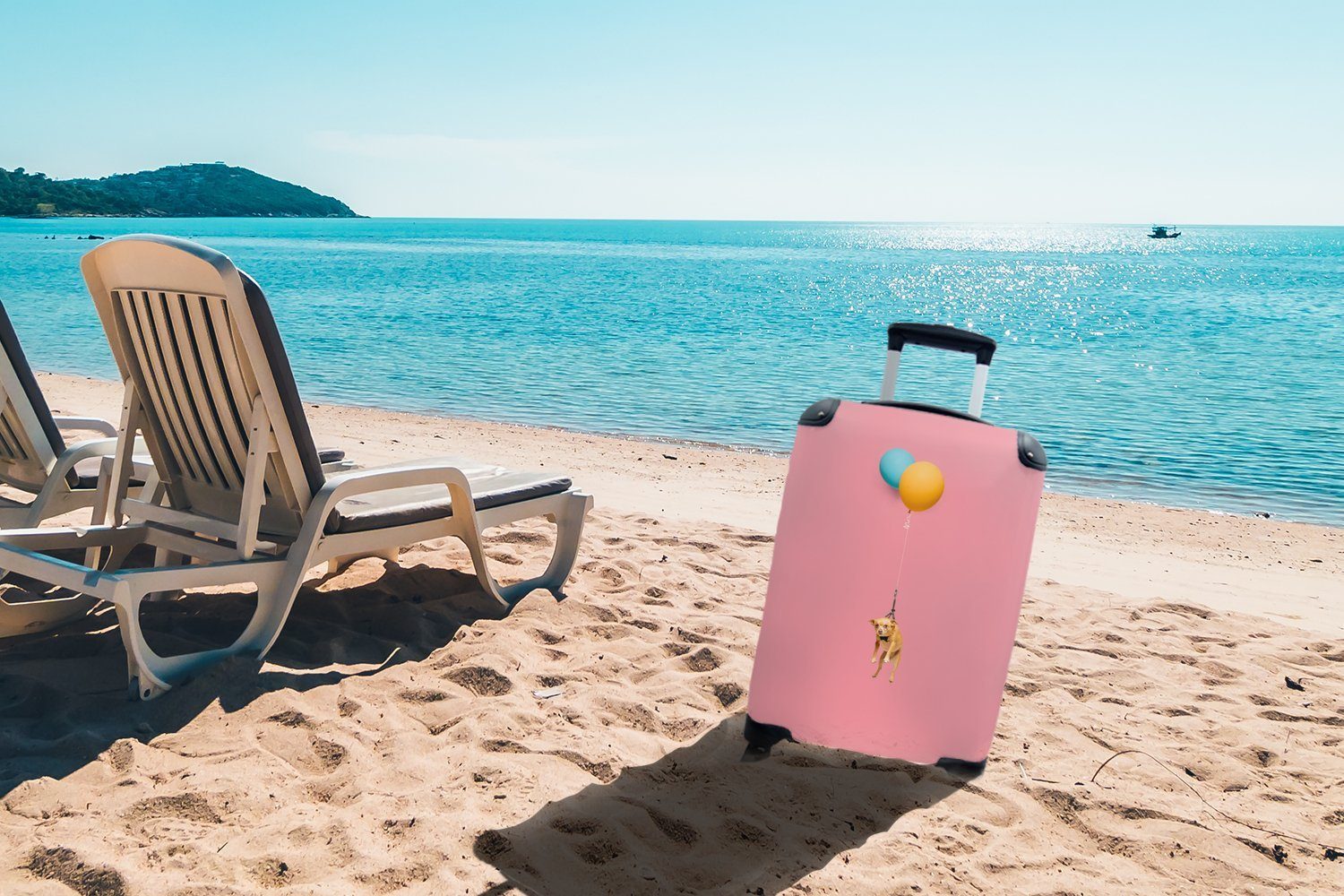 Ferien, Reisekoffer 4 Luftballons, rollen, Trolley, Handgepäck Reisetasche Fliegender auf Hund für Rollen, MuchoWow zwei mit Handgepäckkoffer