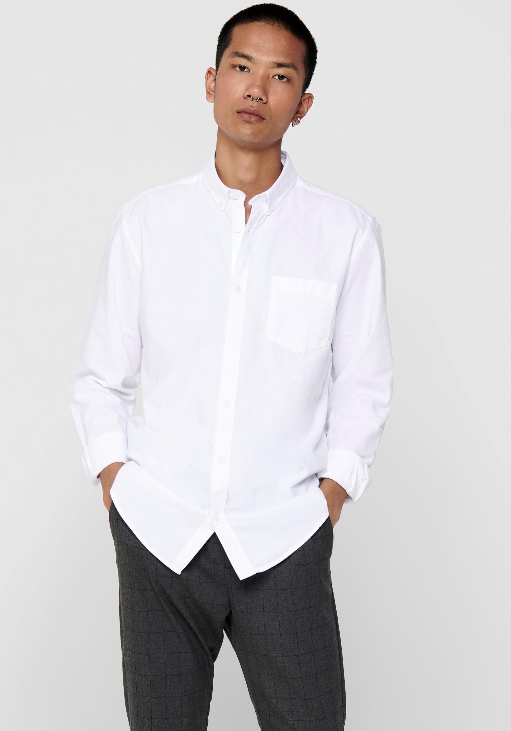 ONLY & SONS Langarmhemd ONSALVARO SLIM LS OXFORD SHIRT