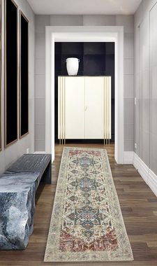 Teppich Modern klassischer Teppich mit orientalischen Verzierungen & Ornamenten in creme rot orange, Teppich-Traum, rechteckig, Höhe: 4 mm