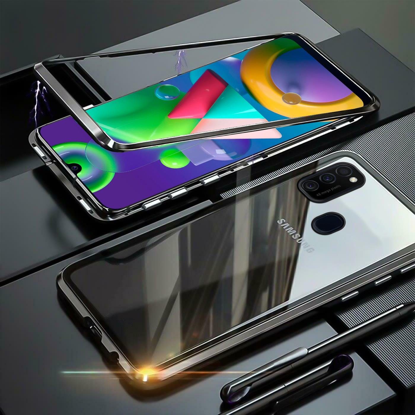 CoolGadget Handyhülle Metall Magnet Handy Case für Samsung Galaxy M31 6,4  Zoll, Hülle Outdoor Schutz Cover Rückseite Glas für Samsung M31