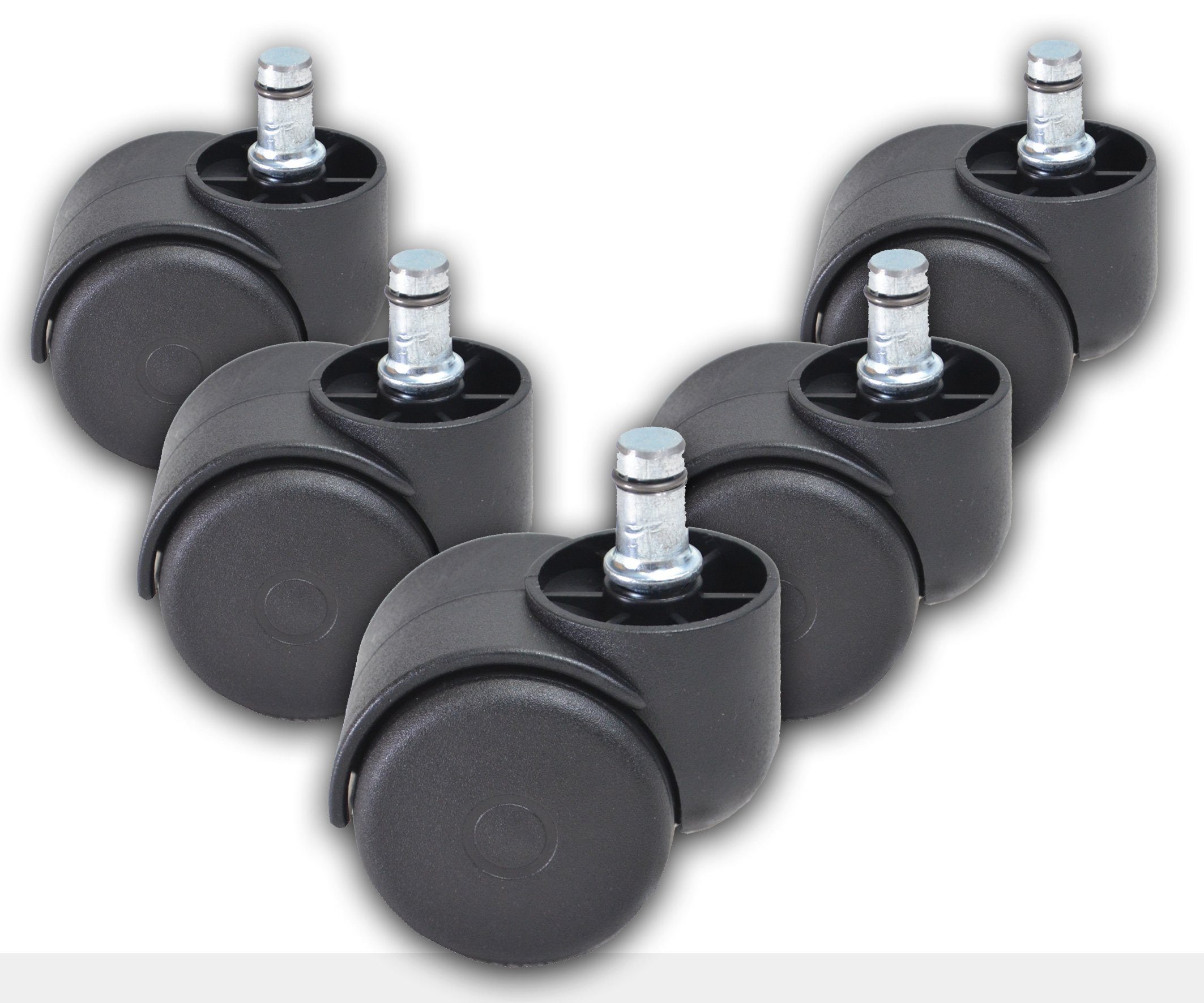 Best for Home Stuhlrolle 5-er Set Rollen für harte Böden Universal Ersatzrollen, schwarz, (Rollen-Set, 5-St., 5 Hartbodenrollen für Bürostühle und Möbel), Leise, bodenschonend, kratzfest, leichtgängig, 11 mm Stift