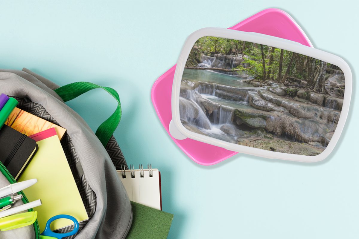 Kunststoff (2-tlg), Wasserfälle Snackbox, National Kunststoff, rosa Brotbox Asian für Brotdose Park, Erwachsene, im Mädchen, Erawan Kinder, MuchoWow Lunchbox