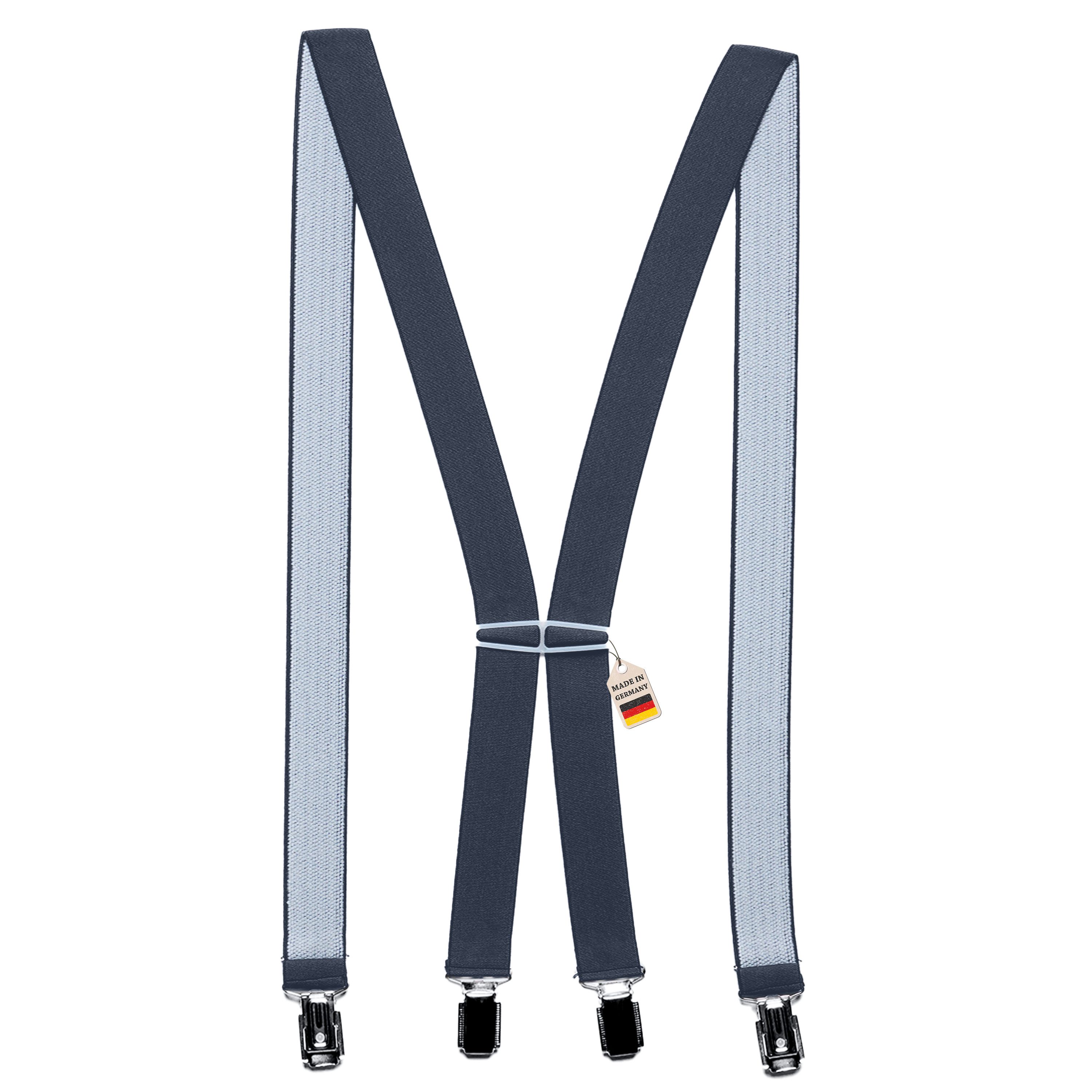 ZUKUNFTSENKEL Hosenträger Schmaler Hosenträger - Sicherer Halt Damen & Herren 2,5cm X-Form (Für Damen und Herren) 4 Starke Clips, Deutsche Herstellung, Elastisch