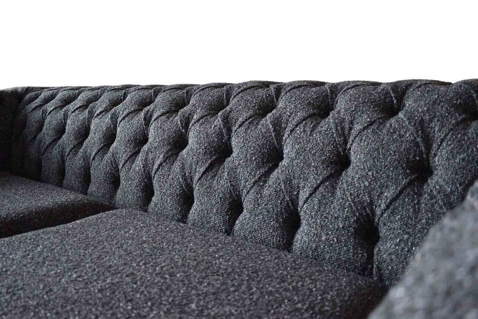 Sitzer Sofa Textil Grau Chesterfield Graue JVmoebel Made Sofas, In Design Polster Europe 3 Couchen