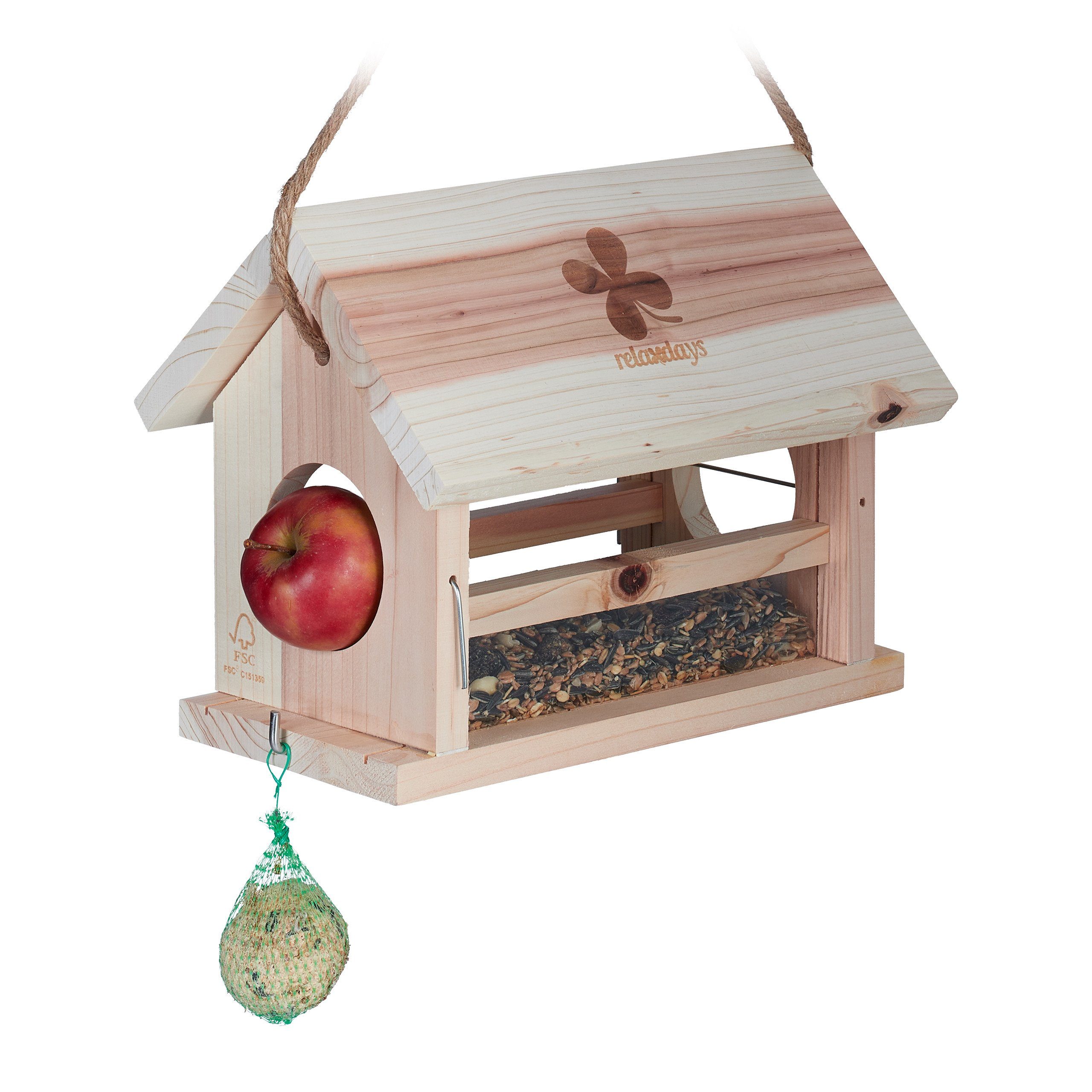 relaxdays Vogelhaus Vogelfutterhaus aus Naturholz günstig online kaufen
